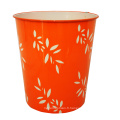 Plastic Leaf Design Printed Orange Open Top Dustbin (B06-821)